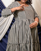 Ikat Checkered Maternity Dress