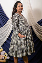 Ikat Checkered Maternity Dress